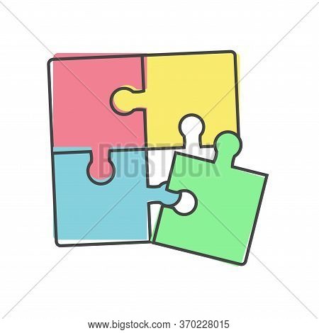 Pazzle Color Icon. Multicolored Pazzle Vector Icon Cartoon Style On White Isolated Background.