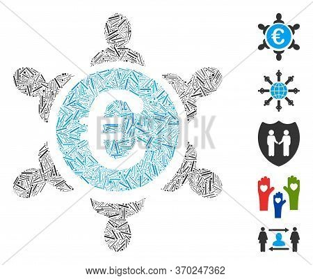 Line Mosaic Based On Euro Collaboration Icon. Mosaic Vector Euro Collaboration Is Composed With Scat