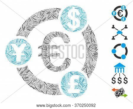 Dash Mosaic Based On International Financial Collaboration Icon. Mosaic Vector International Financi