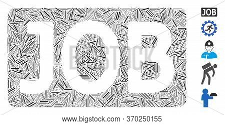 Hatch Mosaic Based On Job Caption Icon. Mosaic Vector Job Caption Is Formed With Random Hatch Dots. 