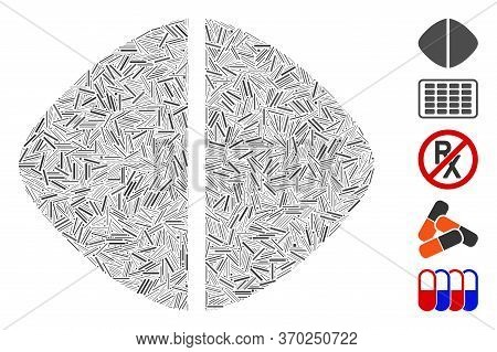 Dash Mosaic Based On Medical Tablet Icon. Mosaic Vector Medical Tablet Is Formed With Randomized Das
