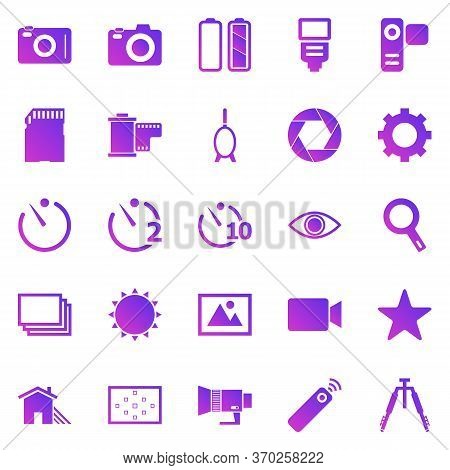 Camera Gradient Icons On White Background, Stock Vector