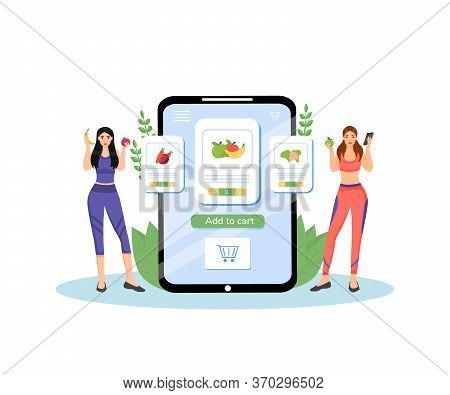 Healthy Nutrition Plan Flat Concept Vector Illustration. Female Nutritionists, Dieticians 2d Cartoon