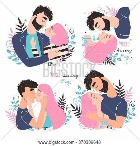 Romantic Couple In Love Kissing. World Kissing Day