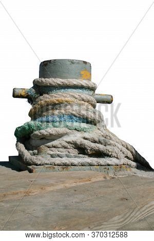 Shoreside Bitts With Rope. O0n A White Background