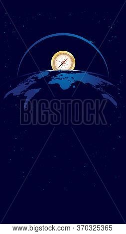 Vector Travel Wallpaper With Compass, Map And Strars