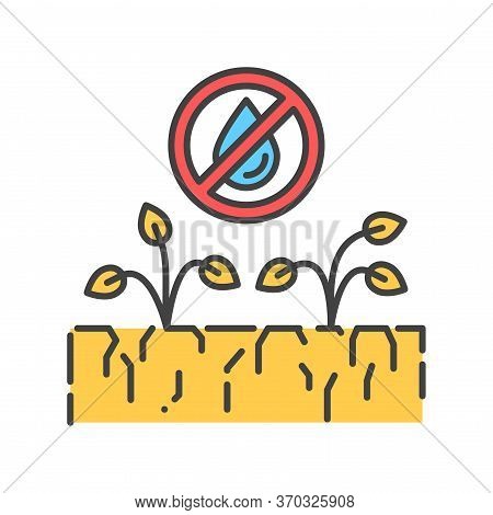 Drought Land Color Line Icon. Global Warming. Environmental Problems. Sign For Web Page, App. Ui Ux 