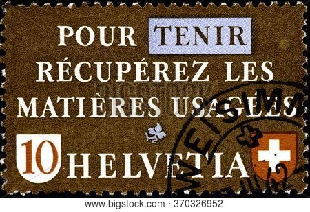 02.11.2020 Divnoe Stavropol Territory Russia The Postage Stamp Switzerland 1942 Waste Material Colle