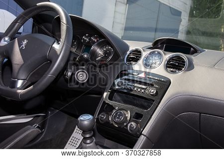 Bordeaux , Aquitaine / France - 05 05 2020 : Peugeot Rcz Coupe Modern Black Steering Wheel Dashboard
