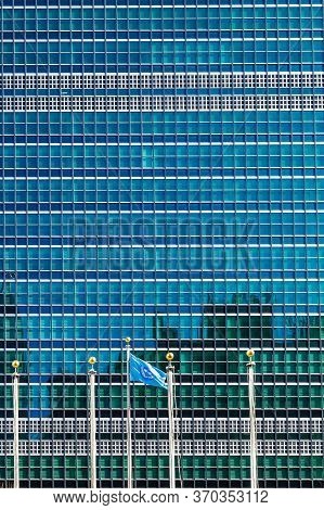 New York, Usa - March 7, 2020: The United Nations Secretariat Building, A 505-foot (154 M) Tall Skys