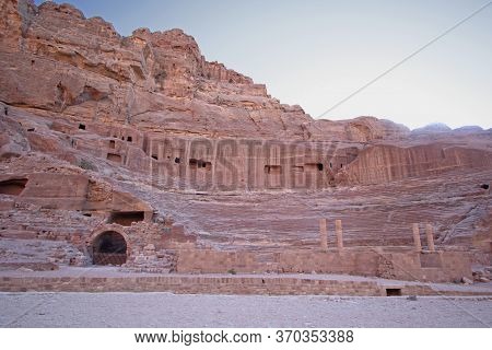 Ruins Of Amphi Theater  At Petra, Jordan