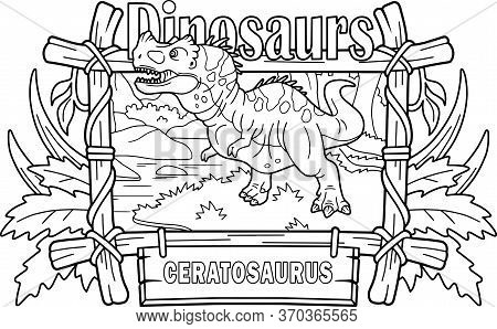 Prehistoric Predatory Dinosaur Ceratosaurus, Went Hunting, Coloring Book
