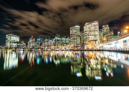 Sydney, Australia - Nov 14, 2017 : View Of Darling Harbour Bay, Cbd, Business And Recreational Arcad