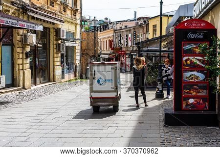 Empty Tables At Local Restaurants In Old Town Bucharest Due To Coronavirus Worldwide Outbreak Crisis