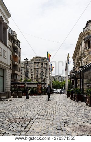 Empty Tables At Local Restaurants In Old Town Bucharest Due To Coronavirus Worldwide Outbreak Crisis