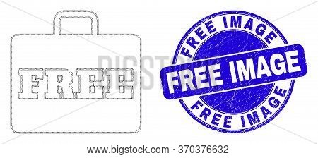 Web Carcass Free Case Icon And Free Image Watermark. Blue Vector Rounded Grunge Watermark With Free 