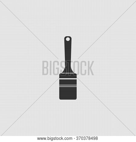 Renovation Instrument Brush Whitewash Icon Flat. Black Pictogram On Grey Background. Vector Illustra