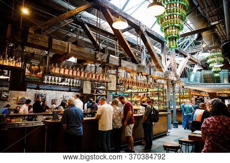 Dublin, Ireland - July 2, 2019: Interior And Bar Of Old Jameson Distillery, Smithfield Square In Dub