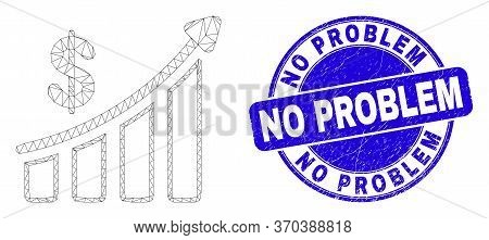 Web Carcass Success Financial Chart Icon And No Problem Seal Stamp. Blue Vector Round Scratched Stam