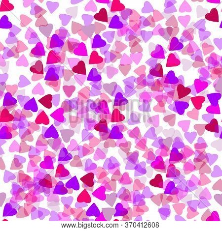 Pink Background With Transparent Hearts And Stars, Illustration.