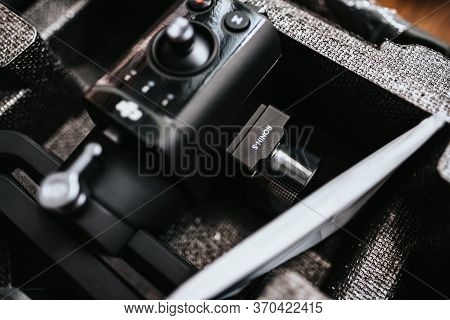 Ronin Sc New Gimbal Stabilizer From Dji On The Box. Video Stabilization Equipment. High Quality Phot