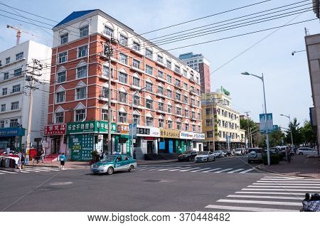 China, Heihe, July 2019: Roadway On The Streets In Heihe City In Summer