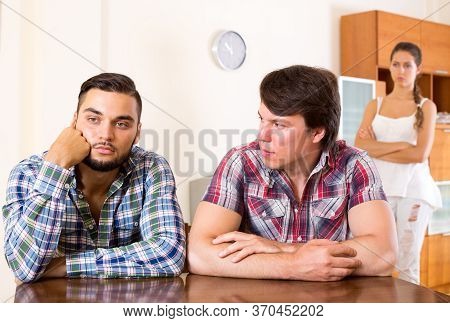Conflict In Polygamous Family Indoors. Focus On The Couple