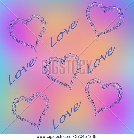 Pattern Love Illustration Bead Hearts On A Colored Background