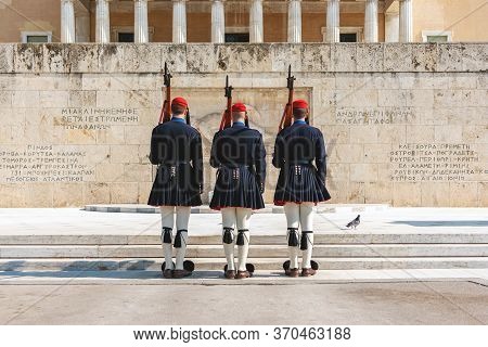 Athens, Greece - October 30, 2019. Changing Of The Presidential Guard Called Evzones In Front Of The