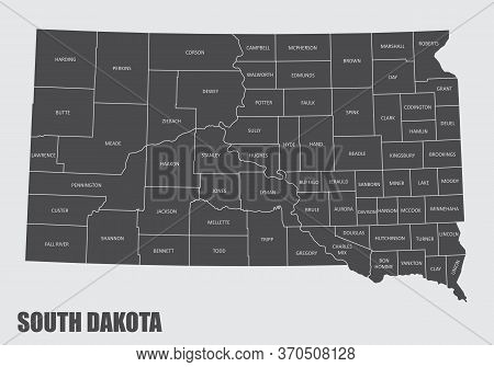The South Dakota State County Map With Labels