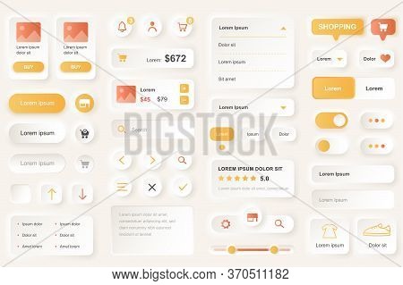 User Interface Elements For Shopping Mobile App. Shopping Platform Navigation, Product Rating And Pr