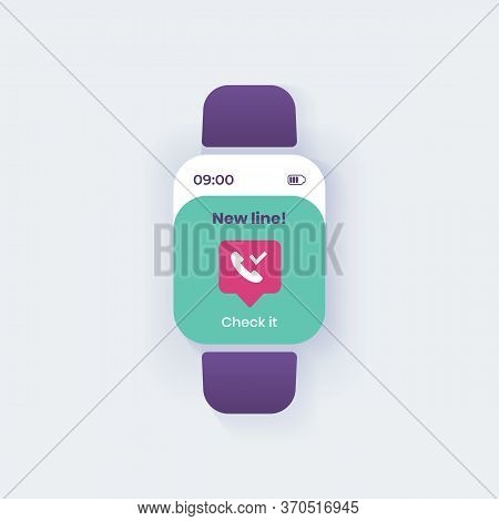 Answer Call Smartwatch Interface Vector Template. Mobile App Notification Day Mode Design. Incoming 