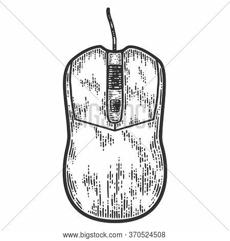 Device Computer Mouse. Sketch Scratch Board Imitation. Black And White.