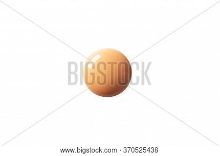 Beige Liquid Creamy Foundation Round Drop With Luminous Finish, Concealer Smudge Spot Isolated On Wh