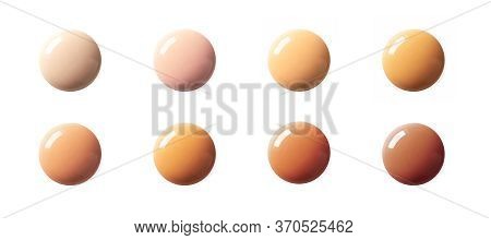 Liquid Foundation Circle Spots Color Matching Horizontal Banner Format, Top View. Collection Of Bb C