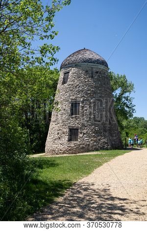Mankato, Minnesota - June 5, 2020: People Explore The Abandoned Seppmann Mill In Minneopa State Park