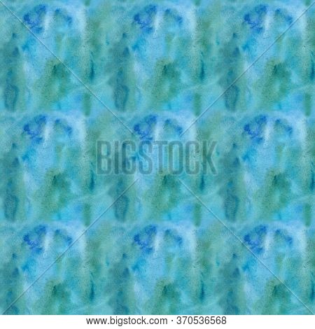 Abstract Hand Drawn Watercolor Background Pattern. Blue Green Watercolor Background.