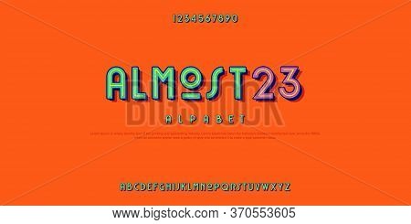 Vector Of Pop Retro Colorful Font Alphabet.