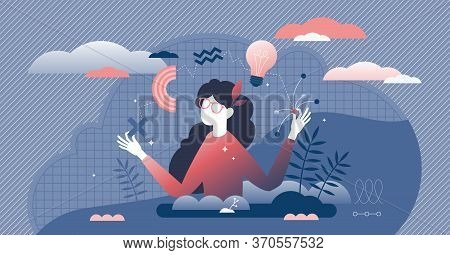 Generating Ideas Vector Illustration. Creative Thinking And Mind Fllow Flat Tiny Persons Concept. Ab