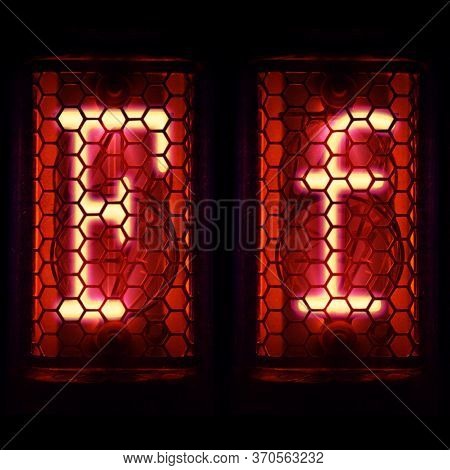 Nixie Tube Indicator Set Of Letters The Whole Alphabet. The Letter F .