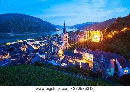 Bacharach Aerial Panoramic View. Bacharach Is A Small Town In Rhine Valley In Rhineland-palatinate, 