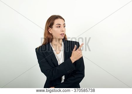 Hand Pointer With Forefinger Pointing On One Side Awry. Index Finger To Show Direction. Means Choosi
