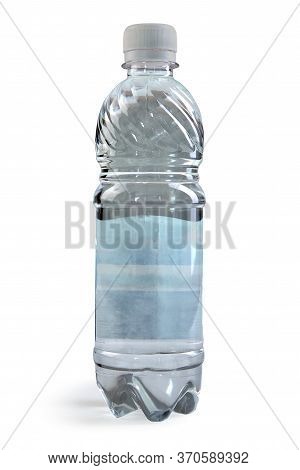 Bottled Purified Drinking Water In A Half Liter Bottle Isolated On A White Background.