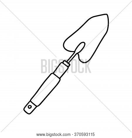 Garden Shovel Isolated On A White Background. Garden Scoop. Shovel For Earthworks. A Tool For Diggin