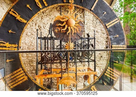 Luzern, Switzerland - July 11, 2019: Swiss Clock Mechanism Inside Zytturm Tower Of The City Walls In