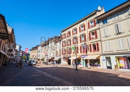 Morges, Switzerland - July 19, 2019: Morges Is A Town On The Shores Of Lake Geneva In The Canton Of 