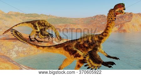 Citipati Dinosaurs 3d Illustration - Citipati Was A Feathered Velociraptor Dinosaur That Lived In Th