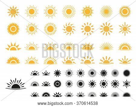 Set Of Sun Icons . Trendy Vector Summer Symbol For Website Design, Web Button, Mobile App.