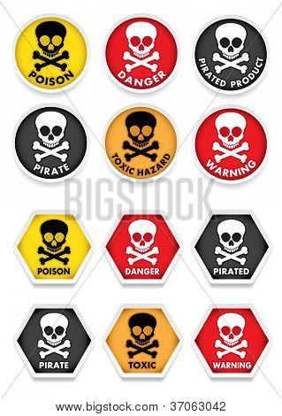 Skull & Crossbones Warning Stickers