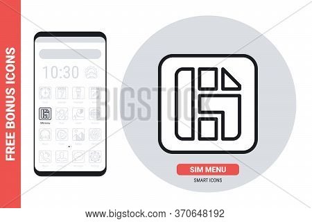 Sim Card Or Sim Menu Application Icon For Smartphone, Tablet, Laptop Or Other Smart Device With Mobi